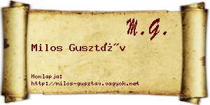 Milos Gusztáv névjegykártya